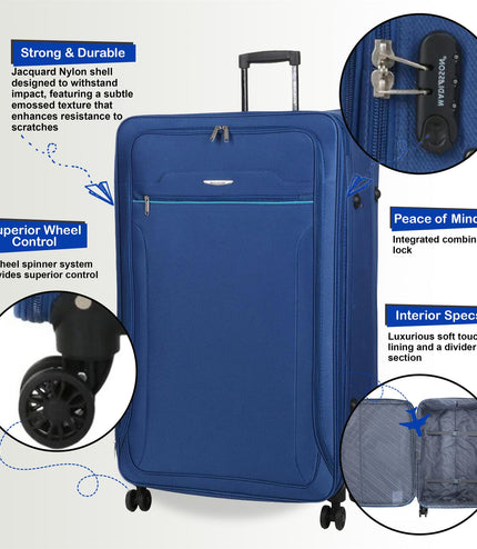 Cinderford Set of 3 Soft Shell Suitcase in Blue