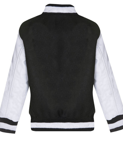 Kids Varsity Bomber Jacket with Real Leather Sleeves