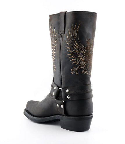 Grinders Mens Brown Leather Cowboy Boots - Bald Eagle