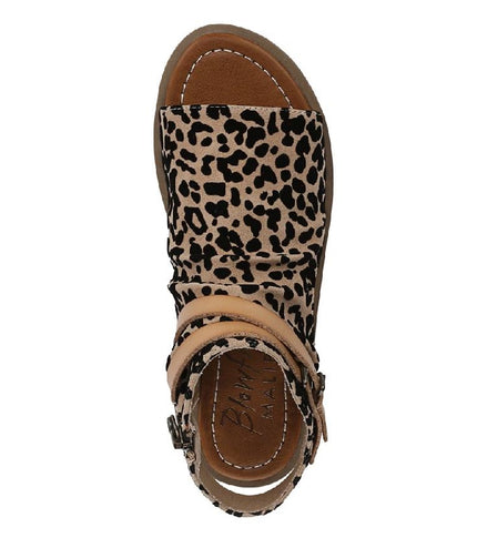 Blowfish Malibu Women's Brown Leopard Strappy Low Wedge Sandals - Denver