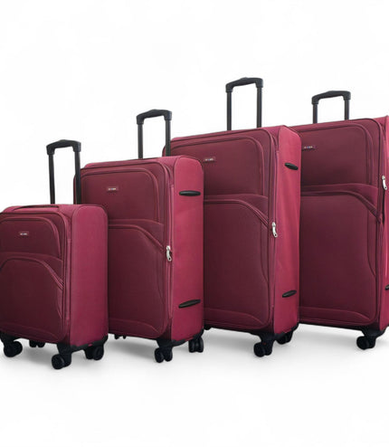 Gosford Set of 4 Soft Shell Suitcase in Burgundy Red