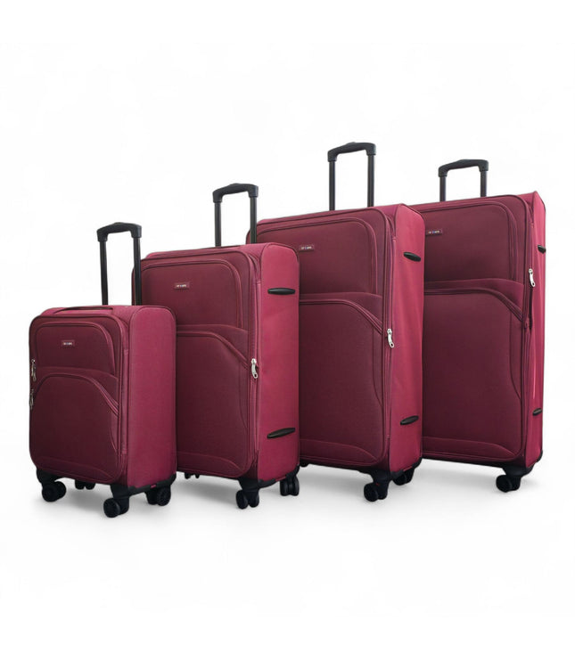 Gosford Set of 4 Soft Shell Suitcase in Burgundy Red