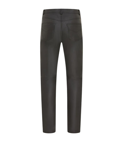 Mens Black Lamb Leather 501 Biker Jeans - Istanbul