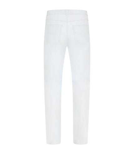 Mens White Lamb Leather 501 Biker Jeans - Istanbul