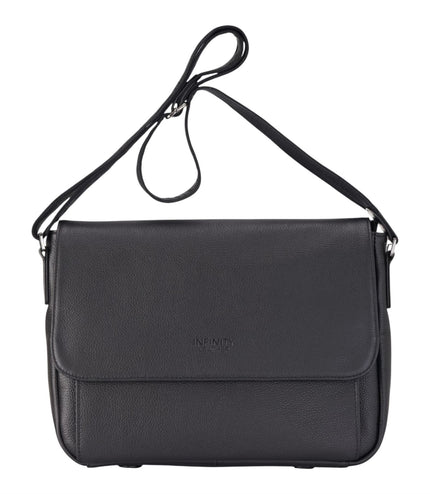 Genuine Leather Black Laptop Bag Travel Work Messenger Satchel - Camden