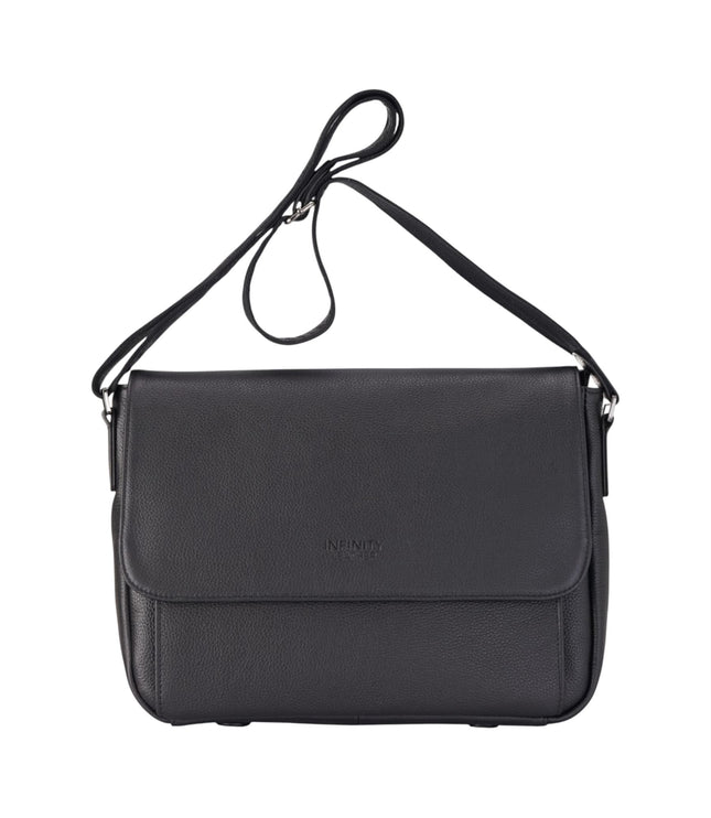 Genuine Leather Black Laptop Bag Travel Work Messenger Satchel - Camden