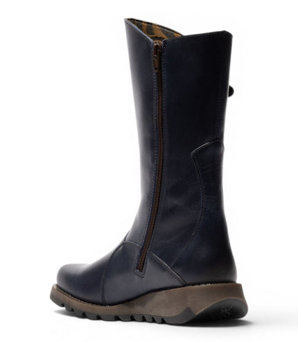 Fly London Womens Blue Leather Mid-Calf Long Boots - MES2913