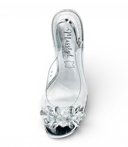 Laura Vita Women's Mira 01 Clear Silver Slip-On Cinderella Heel Sandals