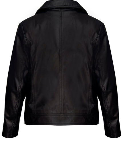 Kids Designer 100% Leather Zip Up Biker Jacket