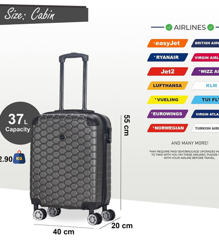 Noda Cabin Hard Shell Suitcase in Charcoal