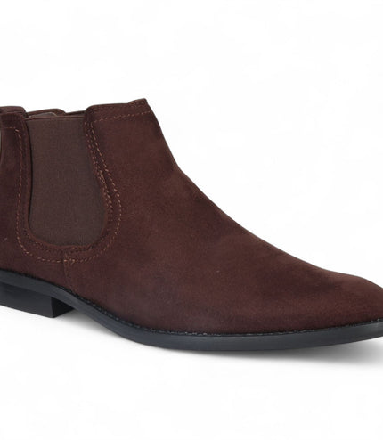 Men's Brown Suede Chelsea Boots Real Leather Lined Slip-On