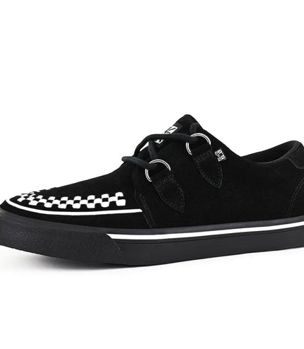 TUK Pointed Creeper Sneaker Black White Suede Platform Shoes - A9182