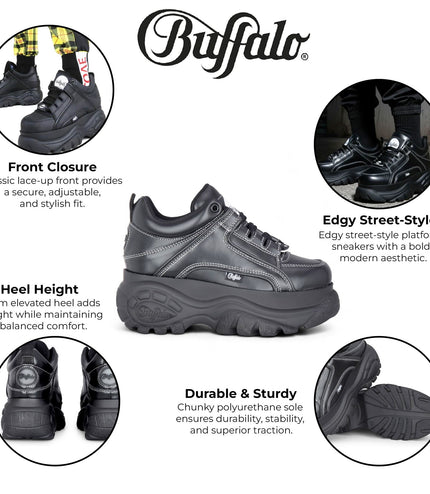 Buffalo Womens Black Chunky Platform Fashion Trainers - 1339-14