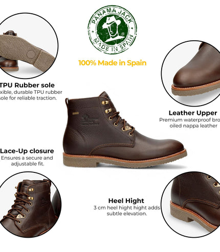 Panama Jacks Men's Brown Leather Glasgow Gtx C2 Classic Ankle Boots