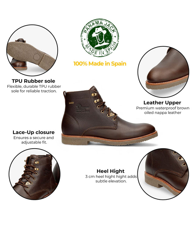 Panama Jacks Men's Brown Leather Glasgow Gtx C2 Classic Ankle Boots