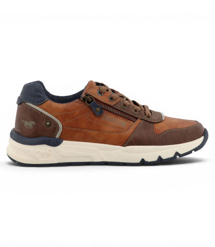 Mustang Men's Tan Faux Leather Trainer Sneakers - M0051003
