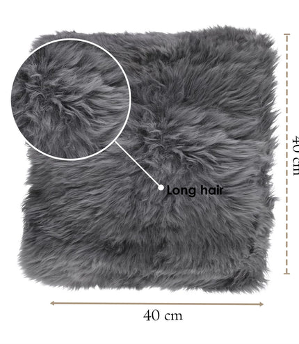 Genuine Sheepskin Charcoal Grey  40x40cm Real Wool Single Sided Cushion