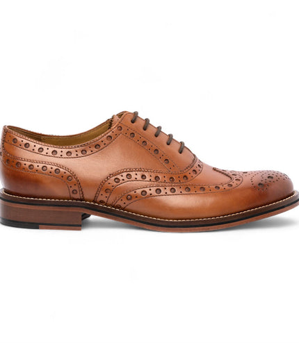 Chapman & Moore Men's Tan Brown Leather Wingtip Brogue Oxford Office Shoes