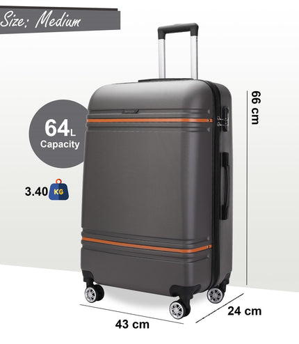 Calgary Medium Hard Shell Suitcase in Charcoal Black