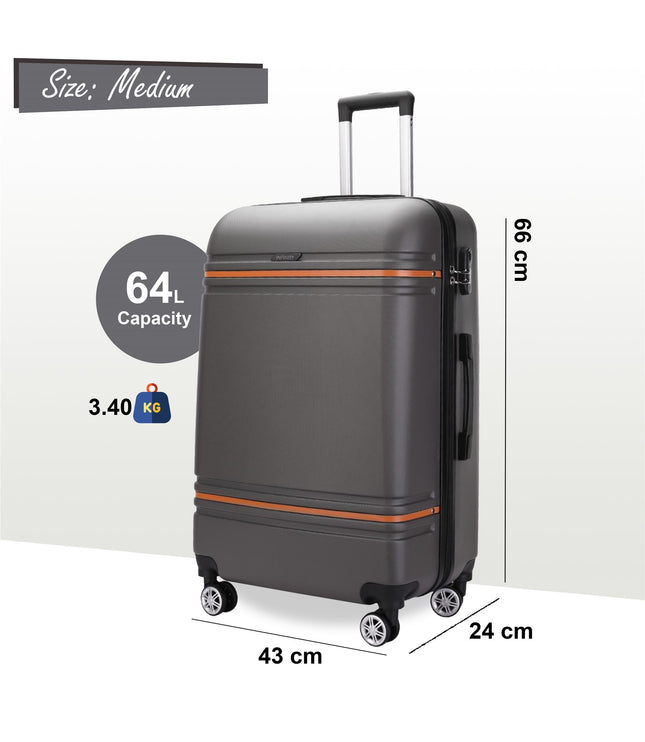 Calgary Medium Hard Shell Suitcase in Charcoal Black