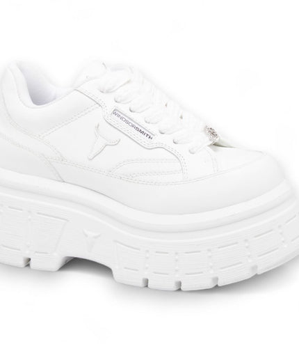 Windsorsmith Womens White Chunky Leather Platform Trainers Sneakers - Swerve