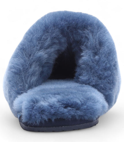 Women's Sheepskin Slippers Navy Warm Winter Fur Mule - Aurora