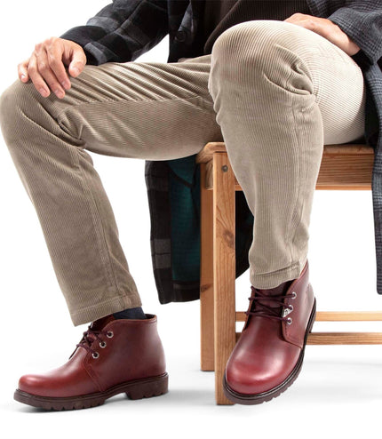 Panama Jack Men's Burgundy Leather Waterproof Lace-Up Ankle Boots - Bota C77