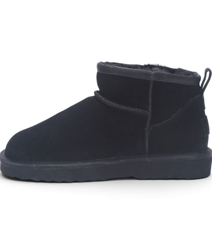 Women's Black Genuine Sheepskin Real Fur Winter Ankle Boots - Sable