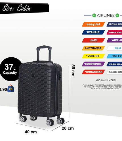 Noda Cabin Hard Shell Suitcase in Black