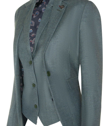 Womens Tweed Herringbone Green Wool 1920s Blazer