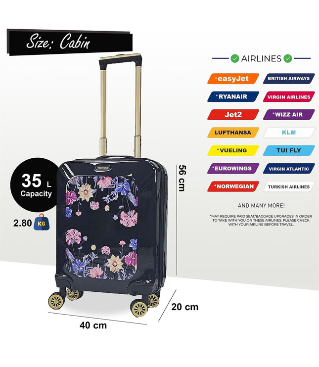 Canvey Cabin Hard Shell Suitcase in Black