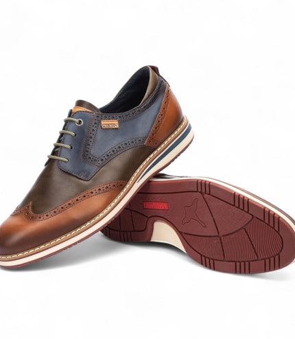 Pikolinos Men's Brandy Brown Leather Brogue Lace-Up Oxford Shoes - Avila