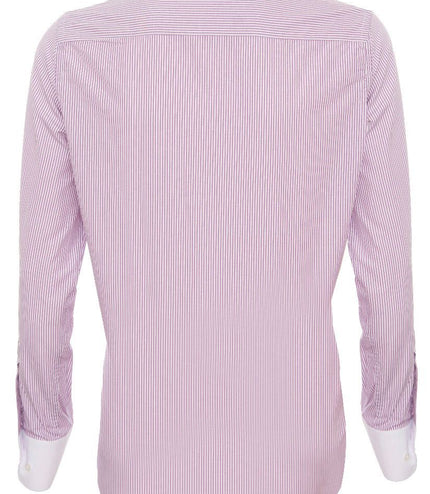 Mens Peaky Blinders Removable Collar Nehru Lilac Striped Collarless Shirt