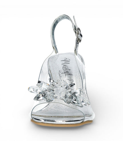 Laura Vita Women's Mira 01 Clear Silver Slip-On Cinderella Heel Sandals
