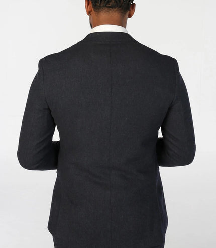 Men's Navy Blue Wool Blend Tweed Formal Blazer