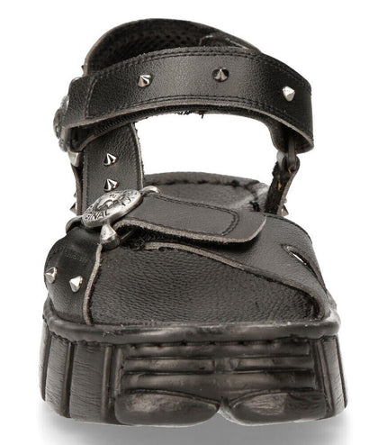 New Rock Black Vegan Leather Sandals-BIOS120-V1