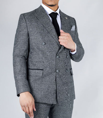 Men's Classic Grey Double Breasted 2-Piece Suit
