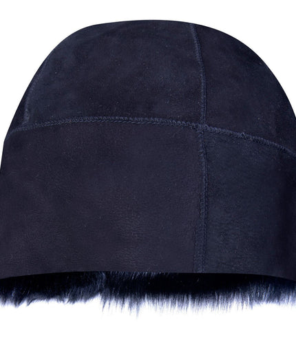 BLACK 100% Sheepskin Shearling Leather Toscana Fur Beanie Round Bucket Hat