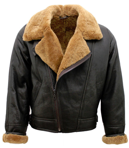 Mens Sheepskin Leather WW2 Bomber Jacket-Tucson - Brown Ginger