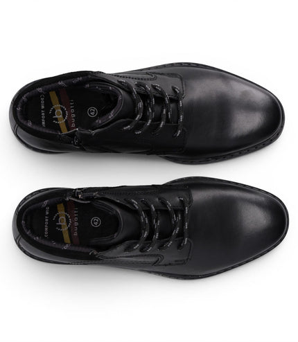 Bugatti Mens Black Leather Lace-up Chukka Ankle Boots - Rigalo Evo