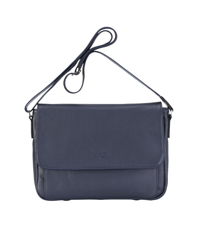 Genuine Leather Navy Laptop Bag Travel Work Messenger Satchel - Camden