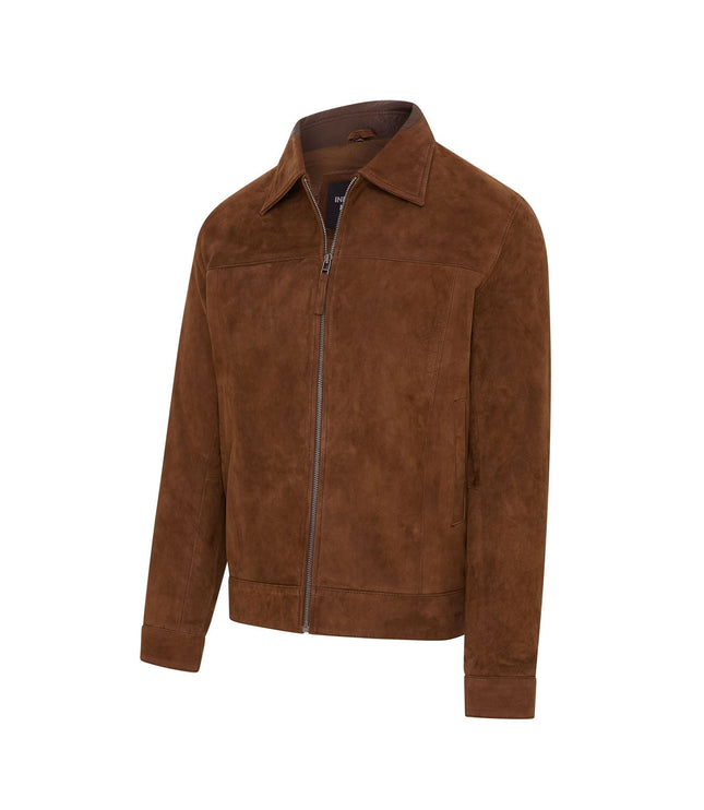 Mens Retro Brown 100% Goat Suede Leather Harington Biker Jacket - Brown