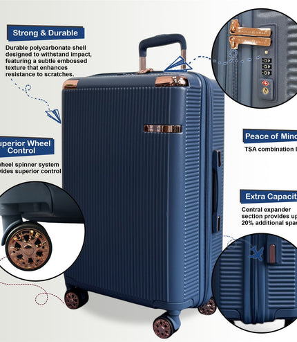 Cowra Large Hard Shell Suitcase in Navy Blue