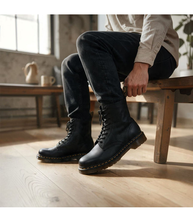 Dr Martens 1460 Pascal Black Soft Leather 8-Eye Combat Boots - 13512006