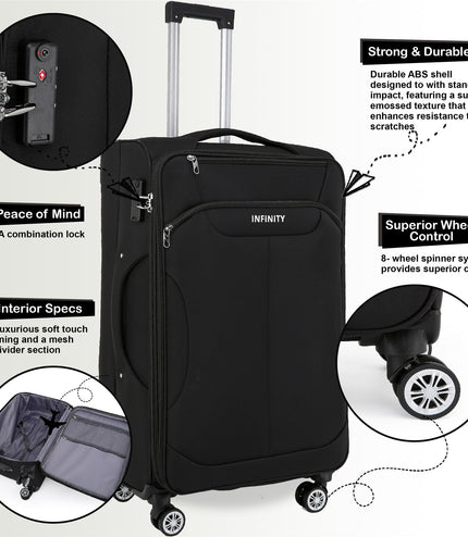 Delta Set of 3 Hard Shell Suitcase in Black