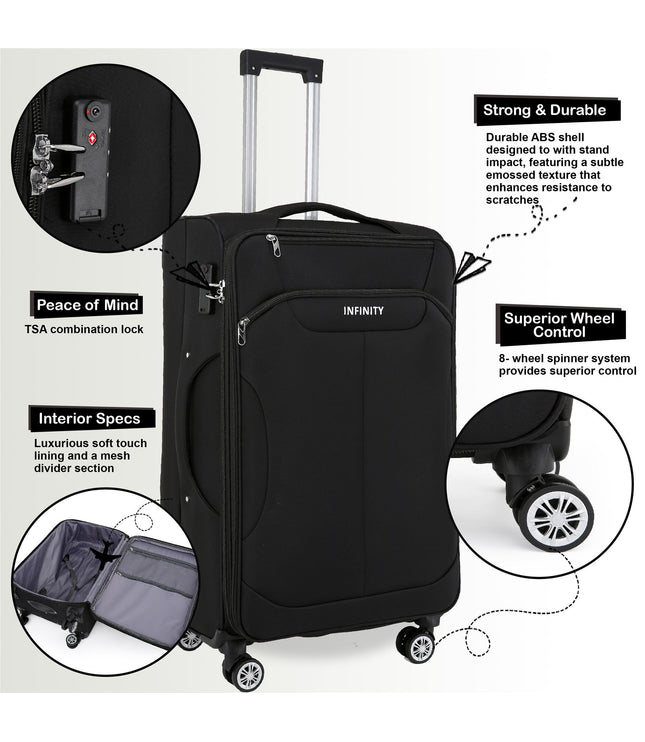 Delta Set of 3 Hard Shell Suitcase in Black