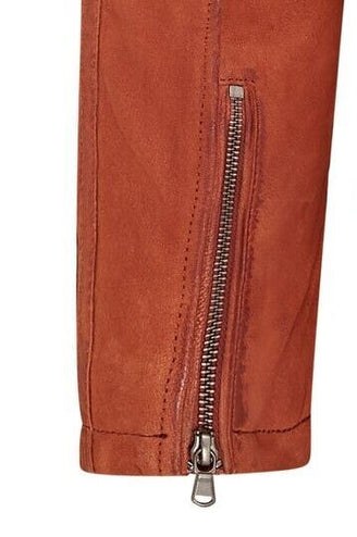 Mens Buff Leather CafÃ© Racer Biker Jacket - Jinan - Tan