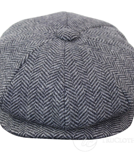 Mens Peaky Blinders Grey Tweed Gatsby Flat Baker Hat