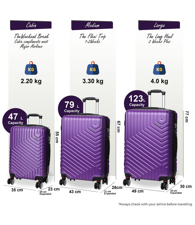 Bega Set of 3 Hard Shell Suitcase in Purple