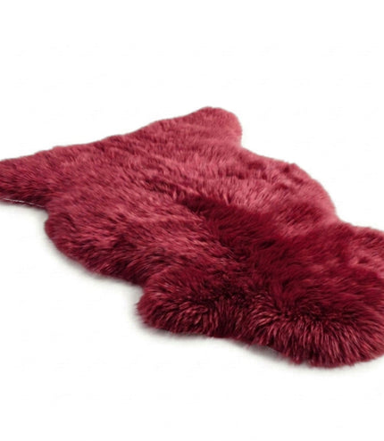 Genuine Red Rose Sheepskin Natural Silky Soft Fluffy Real Wool Rug